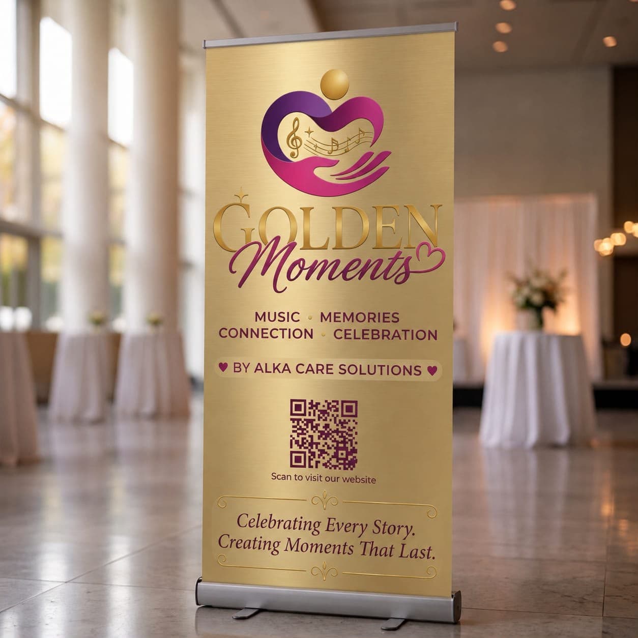 Golden Moments banner at an event